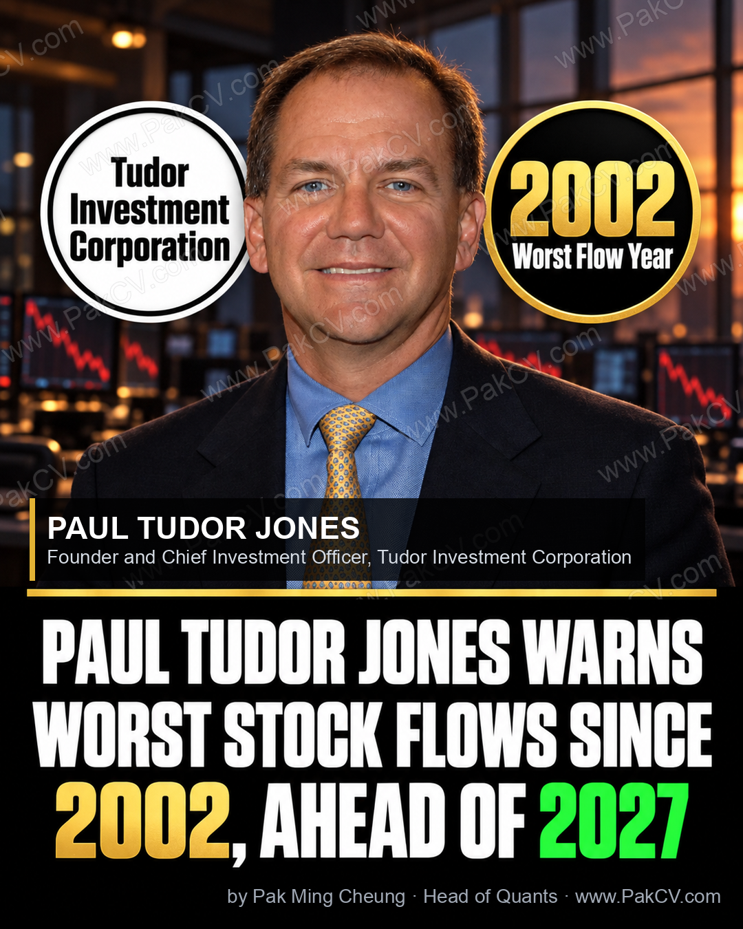 Paul Tudor Jones warns 2027 will see the most negative U.S. stock flows since 2002.
